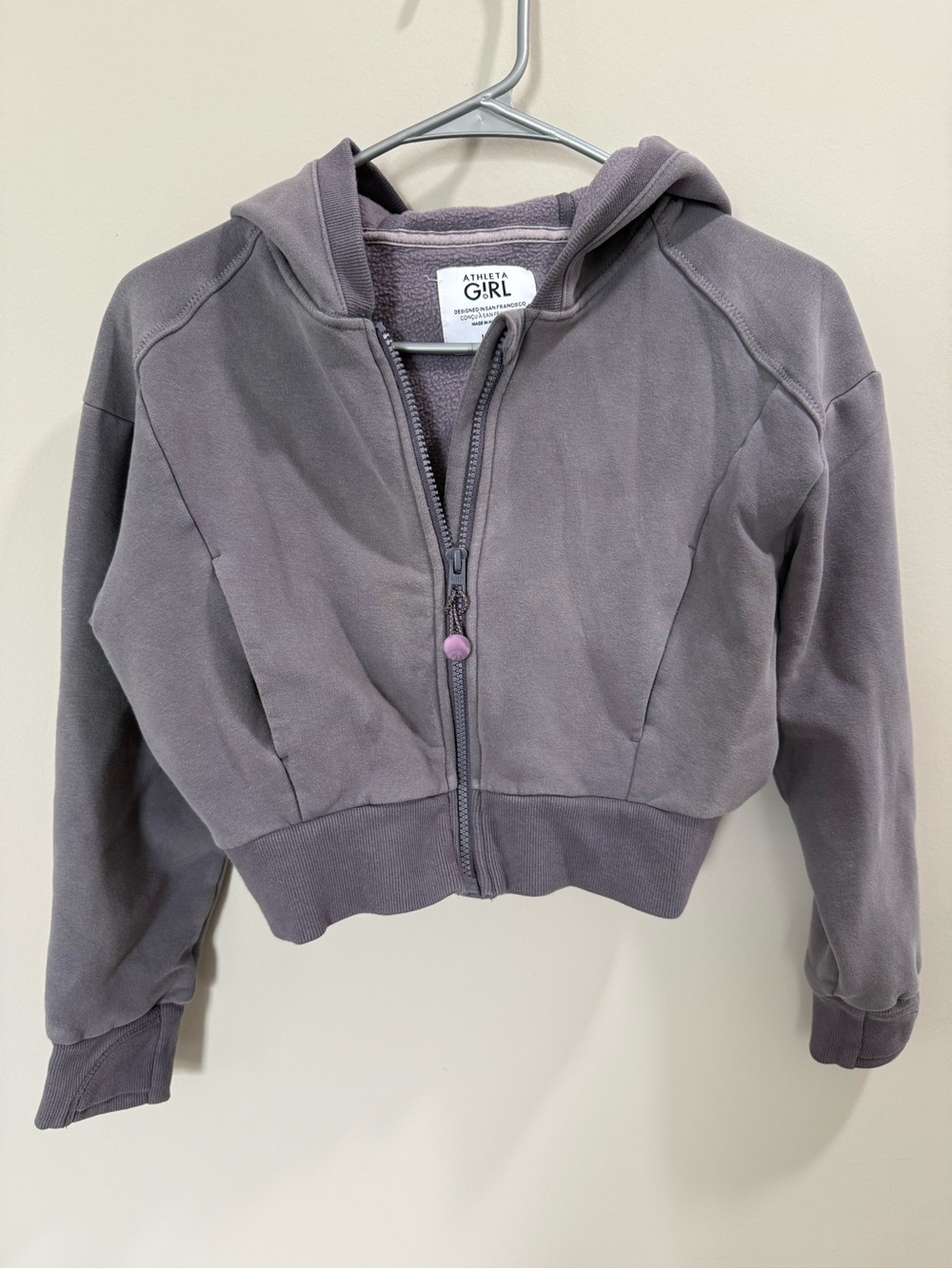 Athleta Grayish Purple Hooded Zip Sweatshirt for Kids